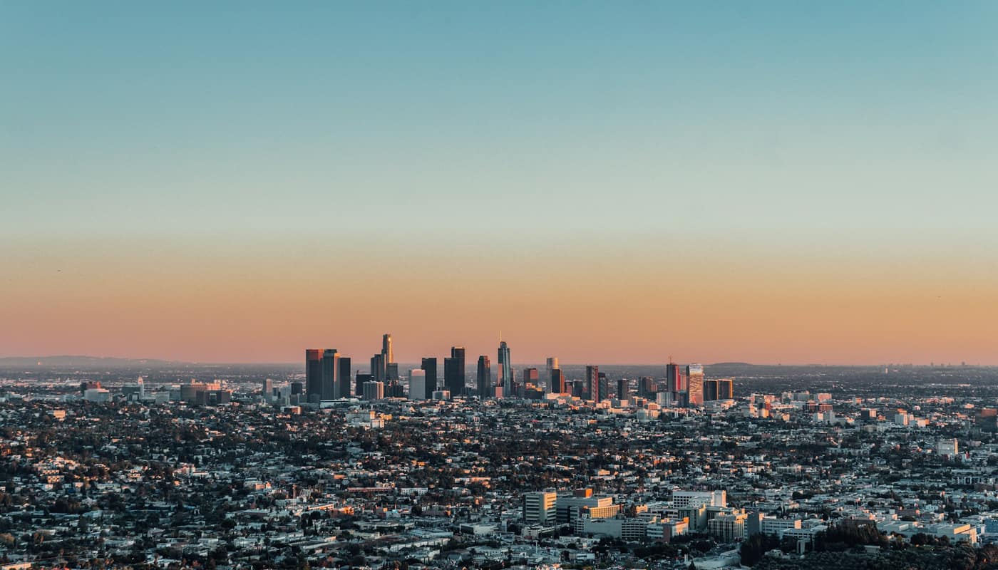 The downtown Los Angeles skyline